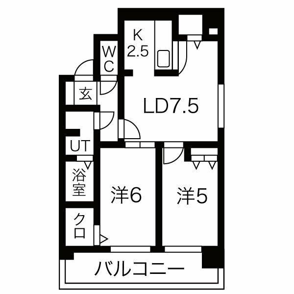 オタルベイサイドシティ8棟(2LDK/3階)の間取り写真