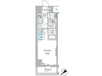 ルビア赤坂(1K/7階)の間取り写真