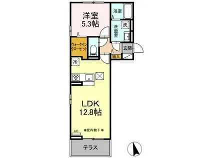 D-ROOM 清水新居 I(1LDK/1階)の間取り写真