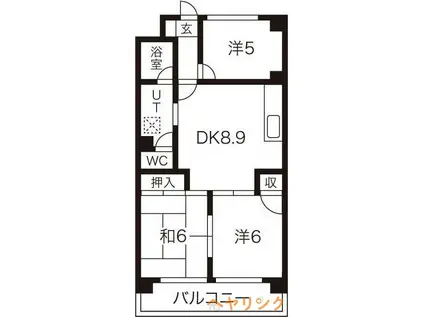 プラムアネックス(3DK/4階)の間取り写真