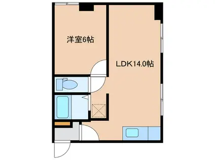 ヒルトン函館新川(1LDK/3階)の間取り写真