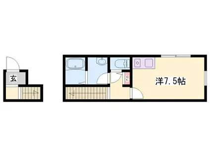 ピース西井ノ口(ワンルーム/2階)の間取り写真