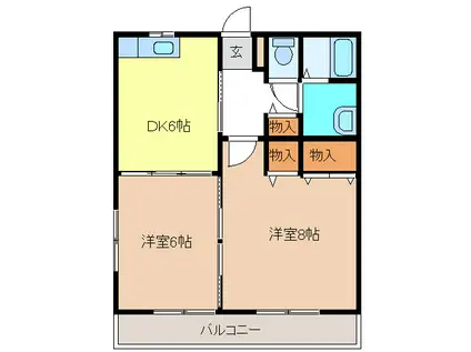 ネオスKUSHIYAMA(2DK/2階)の間取り写真