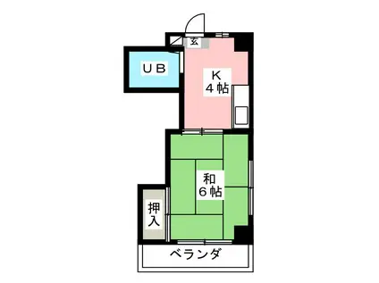 アーバンハイツ港橋(1K/2階)の間取り写真