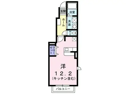 ゼファーIII(ワンルーム/1階)の間取り写真
