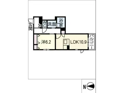 シャーメゾン徳倉(1LDK/2階)の間取り写真