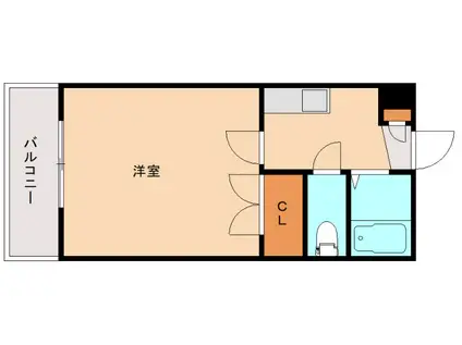ベルトピア福岡I(1K/3階)の間取り写真