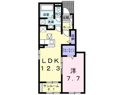 プチ・モンターニュIII(1LDK/1階)の間取り写真