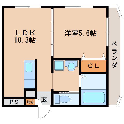 コスモマンション神宮駅前館(1LDK/3階)の間取り写真
