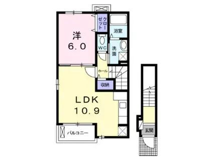 ロジェ白鷺(1LDK/2階)の間取り写真