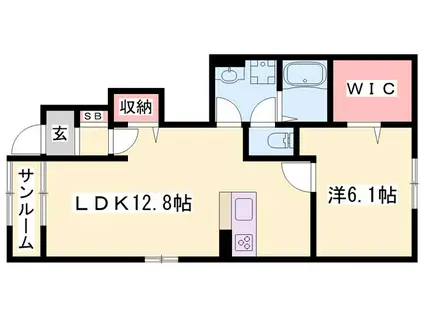 プレッソ姫路東II(1LDK/1階)の間取り写真