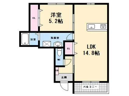 T&S PARTAGE(1LDK/1階)の間取り写真