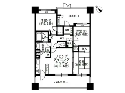 ライオンズマンション横濱元町キャナリシア(3LDK/4階)の間取り写真