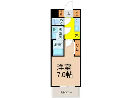 S-RESIDENCE堀田ノース(1K/4階)の間取り写真