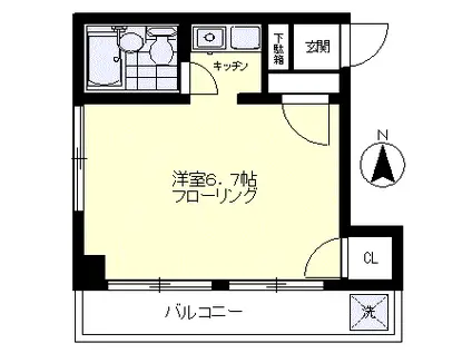 内田ビル(ワンルーム/2階)の間取り写真