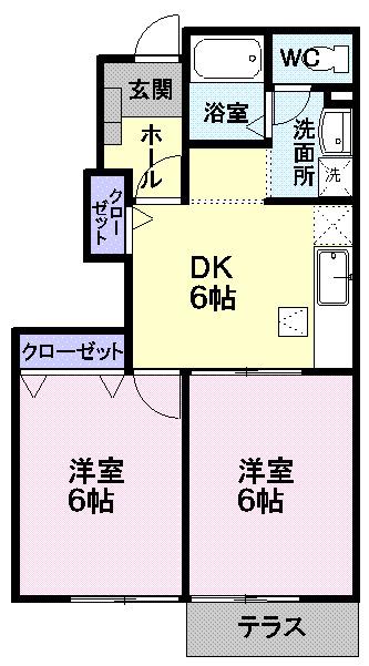 リファインド(2DK/1階)の間取り写真