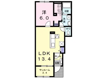 グランツ英駿 DK(1LDK/1階)の間取り写真