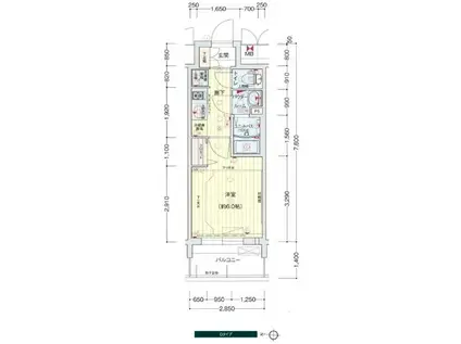 プレサンスSAKAEフロント(1K/13階)の間取り写真