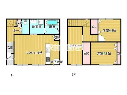 FLOW津福駅前(3LDK/1階)の間取り写真