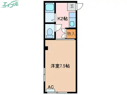 グレイスキシベ(1K/1階)の間取り写真