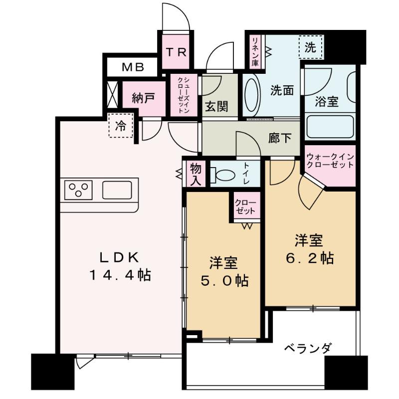 シティタワー梅田東(2LDK/22階)の間取り写真