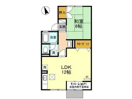 セジュール上小泉 A(1LDK/1階)の間取り写真