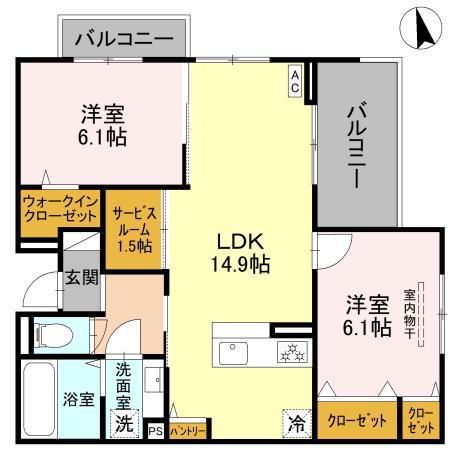 NIGAWA RESIDENCE(2SLDK/3階)の間取り写真