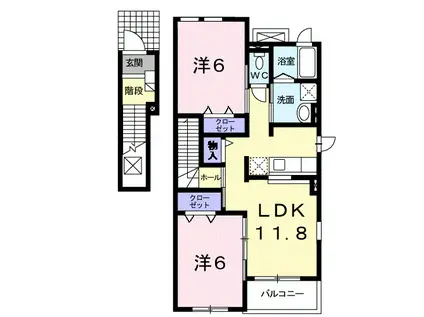 スマイル成田II(2LDK/2階)の間取り写真