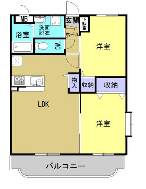 ユーミースマイルII(2LDK/3階)の間取り写真