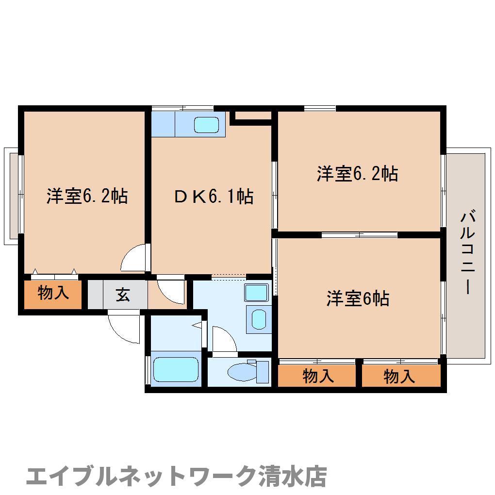 グランシャリオ II棟(3DK/2階)の間取り写真
