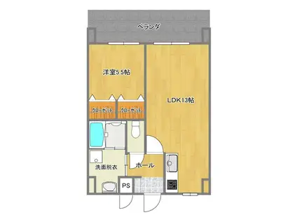 プランドール堀川(1LDK/2階)の間取り写真