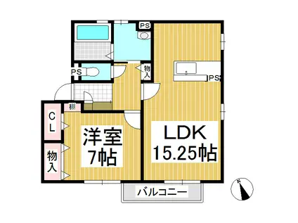 K-シャルマン(1LDK/2階)の間取り写真