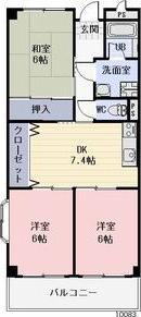 ウエストヒルズ(3DK/2階)の間取り写真