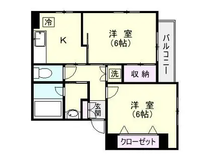 マンションM(2K/3階)の間取り写真