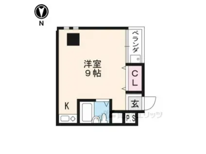 ビュウ御薗(ワンルーム/2階)の間取り写真