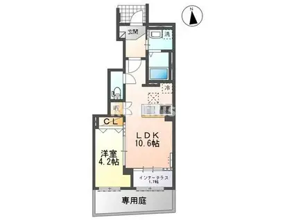 ティーノ フェリーチェ 33(1LDK/1階)の間取り写真