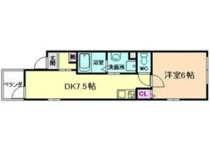 MELDIA長瀬Ⅱ(1DK/3階)の間取り写真