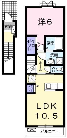 グラチチュードIV(1LDK/2階)の間取り写真