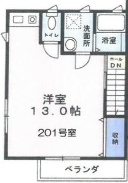 テイク・ハウス(ワンルーム/2階)の間取り写真