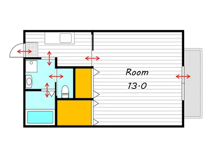 ドムス フローラ B棟(1K/2階)の間取り写真