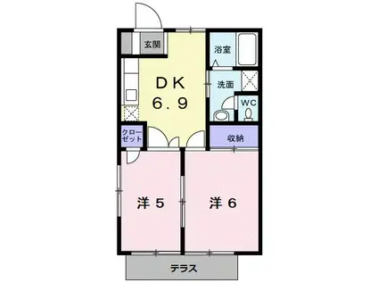 エクセルハイム(2DK/1階)の間取り写真