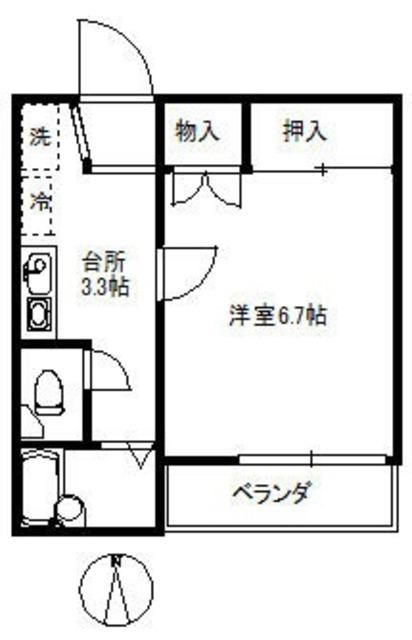 メゾンドゥヒロ(1K/1階)の間取り写真