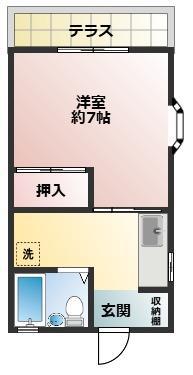 島村ハイツ3(1K/2階)の間取り写真