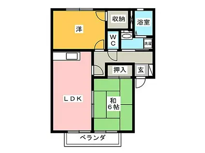 パームフィルズI(2LDK/2階)の間取り写真