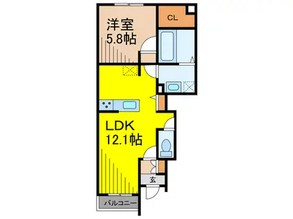 ALBA BEL(1LDK/1階)の間取り写真