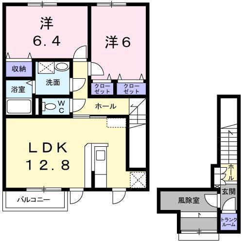 それいゆ(2LDK/2階)の間取り写真
