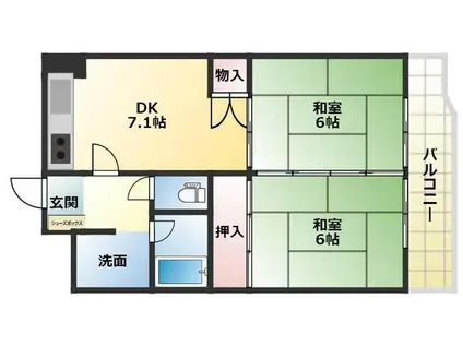 シャルマンハイツ下曽根(2DK/1階)の間取り写真