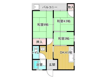 白石荘2(3DK/1階)の間取り写真