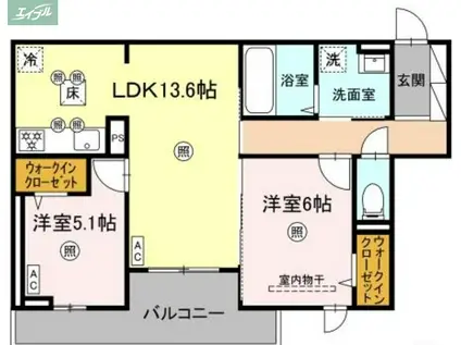 ル コンテ(2LDK/1階)の間取り写真