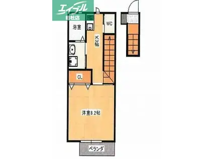 AURORA(1K/2階)の間取り写真